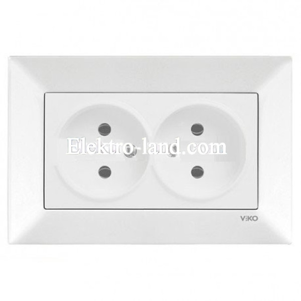 Розетка двойная без заземления белая VIKO MERIDIAN  90970055-WH